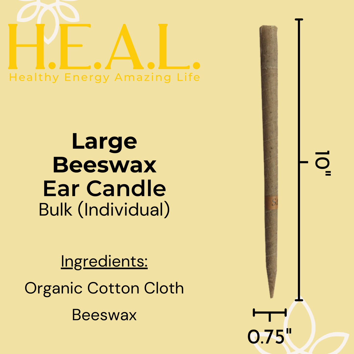 Large Beeswax Ear Candles by Doc Harmony: 2-Pack
